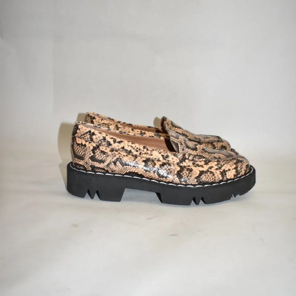 $450 AQUATALIA HONORA SNAKESKIN PRINT LOAFER LEATHER CARAMEL 9 (ME5) - Picture 2 of 8